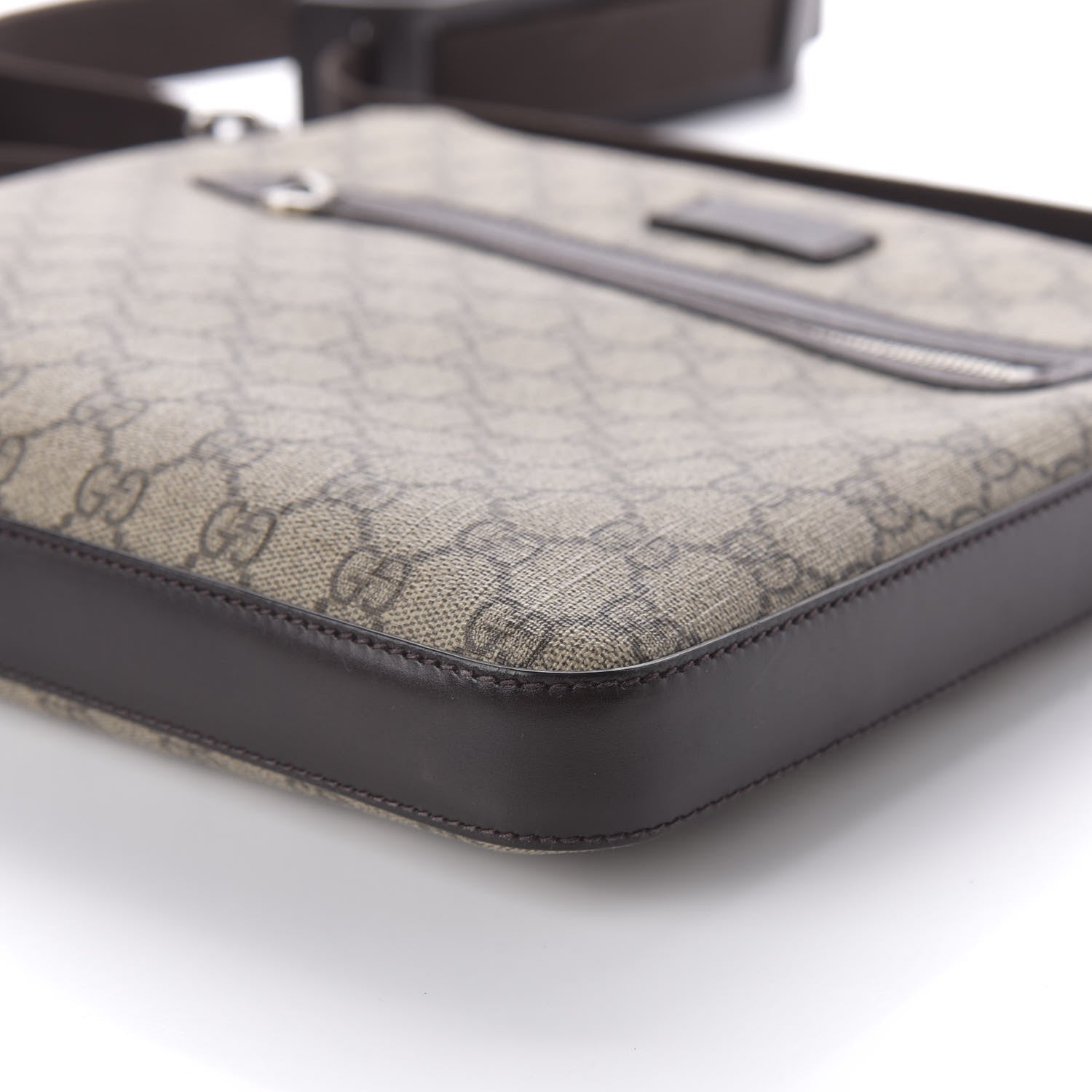 Gucci GG Supreme Monogram Medium Flat Messenger Bag Beige Brown 7 of 10