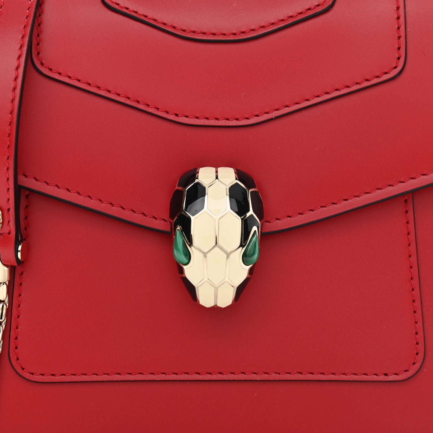 Bulgari Calfskin Serpenti Forever Top Handle Red 8 of 10