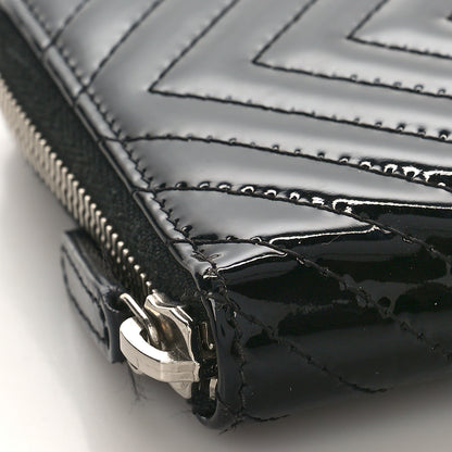 Chanel Patent Chevron Quilted CC Zip Around Wallet Black 8 of 13