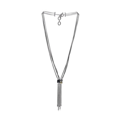 David Yurman Sterling Silver 18K Yellow Gold Black Diamond Hematite Confetti Drop Necklace 3 of 5