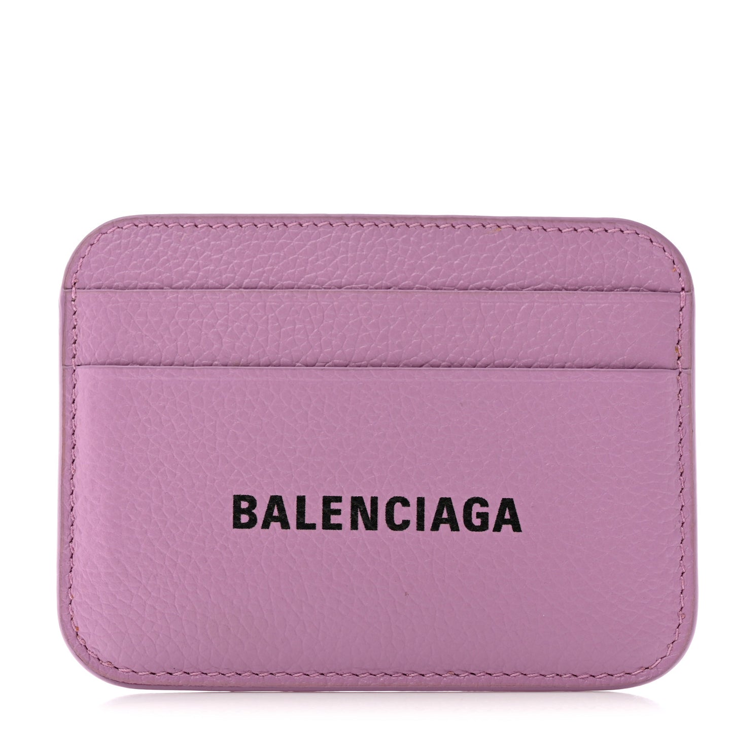 Grained Calfskin Logo Cash Rounded Card Holder Lilac Black