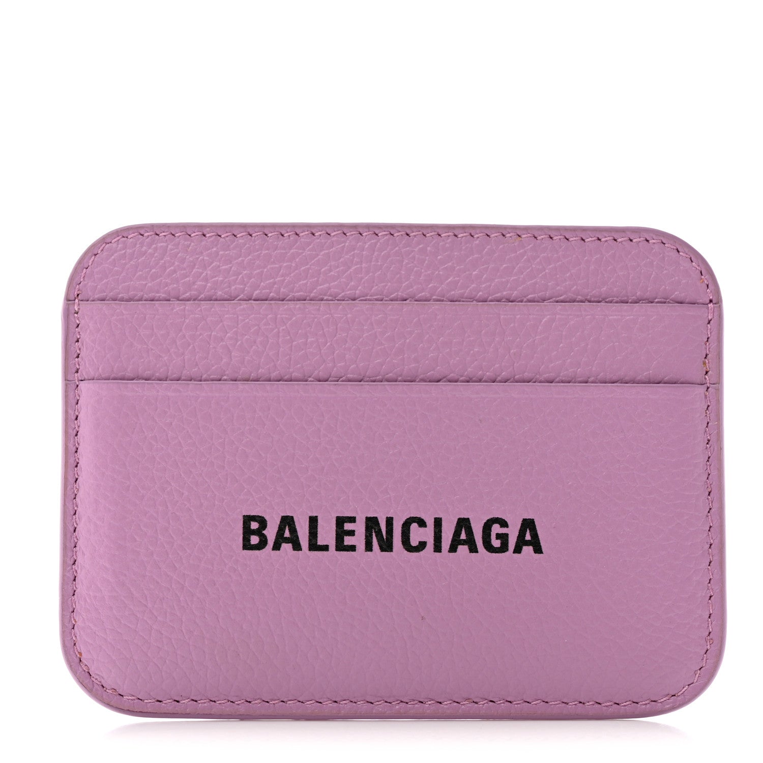 Balenciaga Grained Calfskin Logo Cash Rounded Card Holder Lilac Black 1 of 8