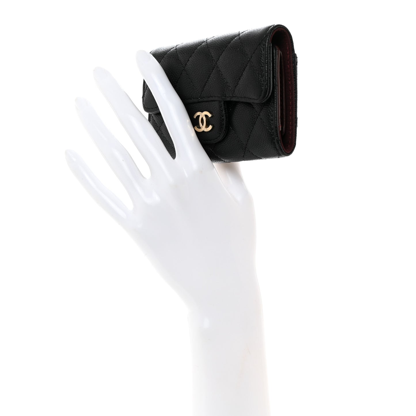 Caviar Quilted Classic 4 Key Holder Wallet Black