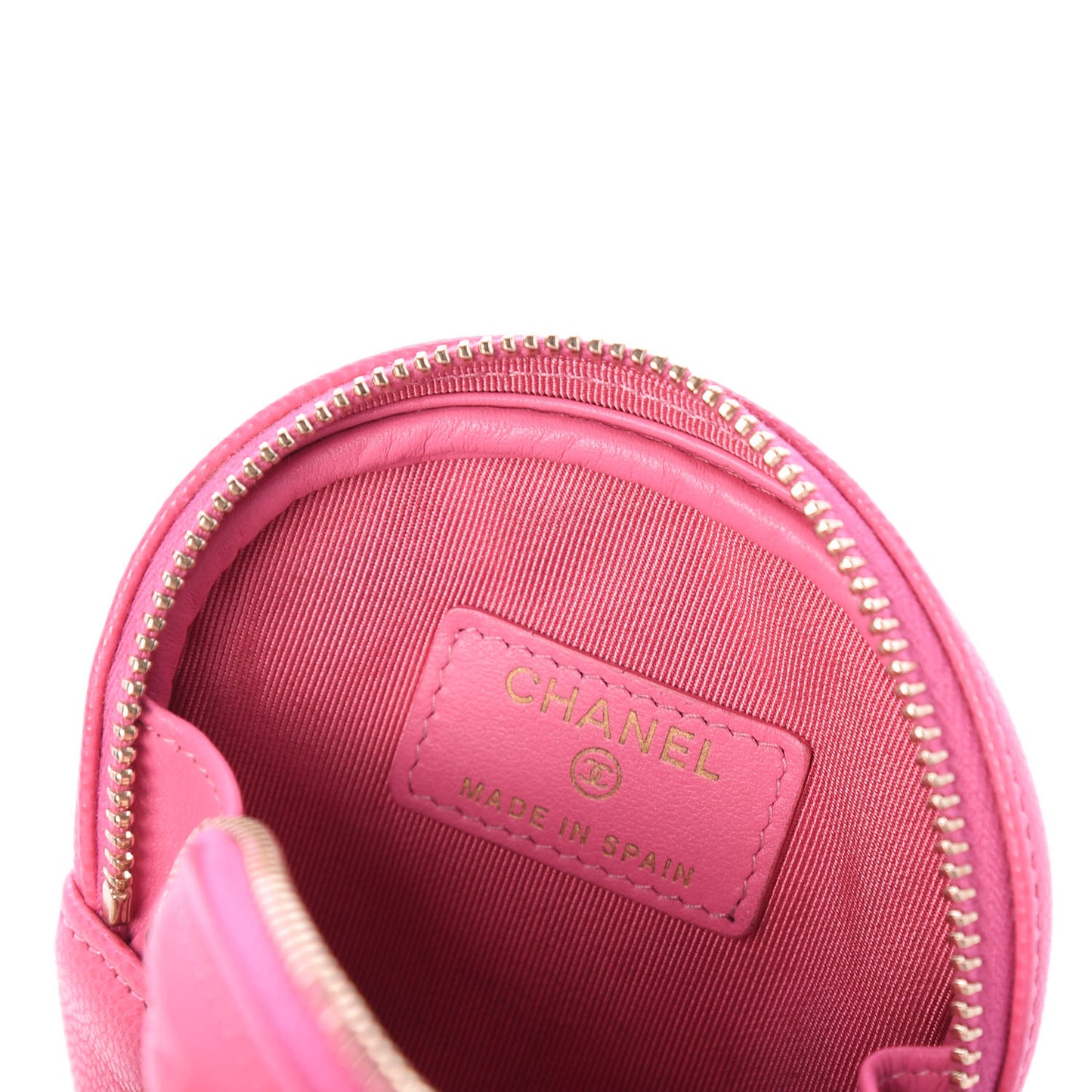 Shiny Caviar Quilted Zip Around Classic Coin Purse Pink