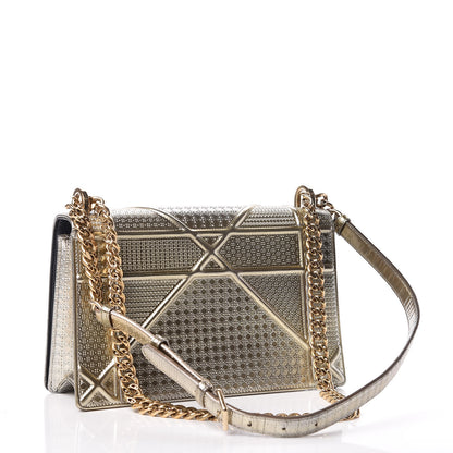 Christian Dior Metallic Patent Micro-Cannage Medium Diorama Flap Bag Gold 3 of 22