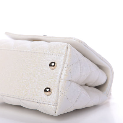 Chanel Iridescent Caviar Quilted Extra Mini Coco Handle Flap White 7 of 10