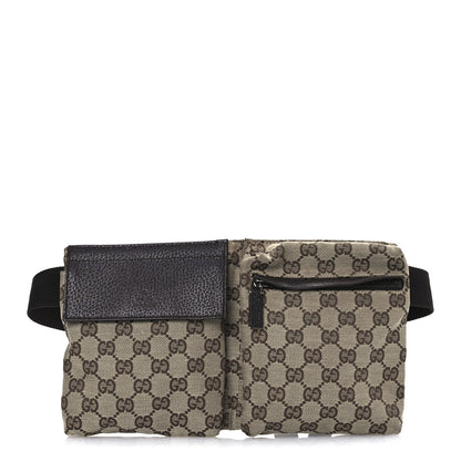 Gucci GG Monogram Double Pocket Belt Bag Dark Brown 1 of 12