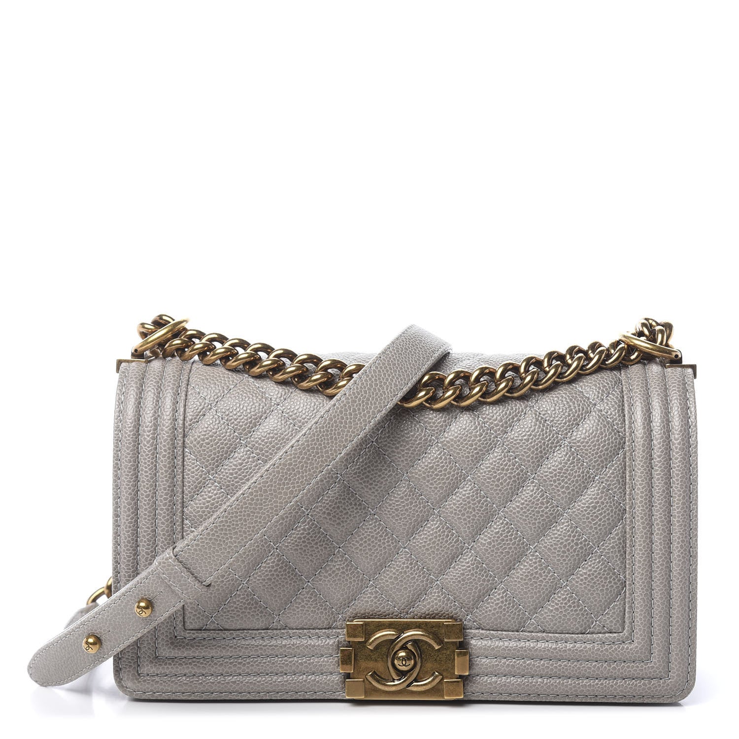 Chanel Caviar Quilted Medium Boy Flap Light Grey 1 of 11