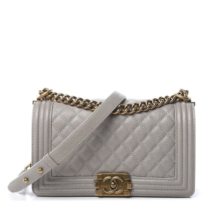 Chanel Caviar Quilted Medium Boy Flap Light Grey 1 of 11