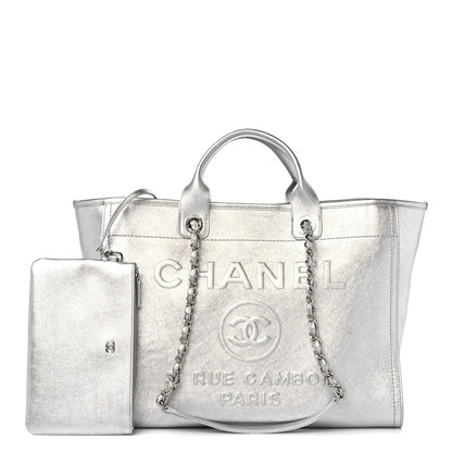 Chanel Metallic Calfskin Medium Deauville Tote Silver 1 of 12