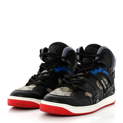 Gucci Demetra GG Supreme Monogram Mens Basket High Top Sneakers 10 Black Beige Ebony Grey 3 of 9