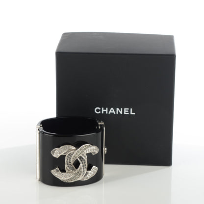 Chanel Resin Crystal CC Cuff Black 6 of 7