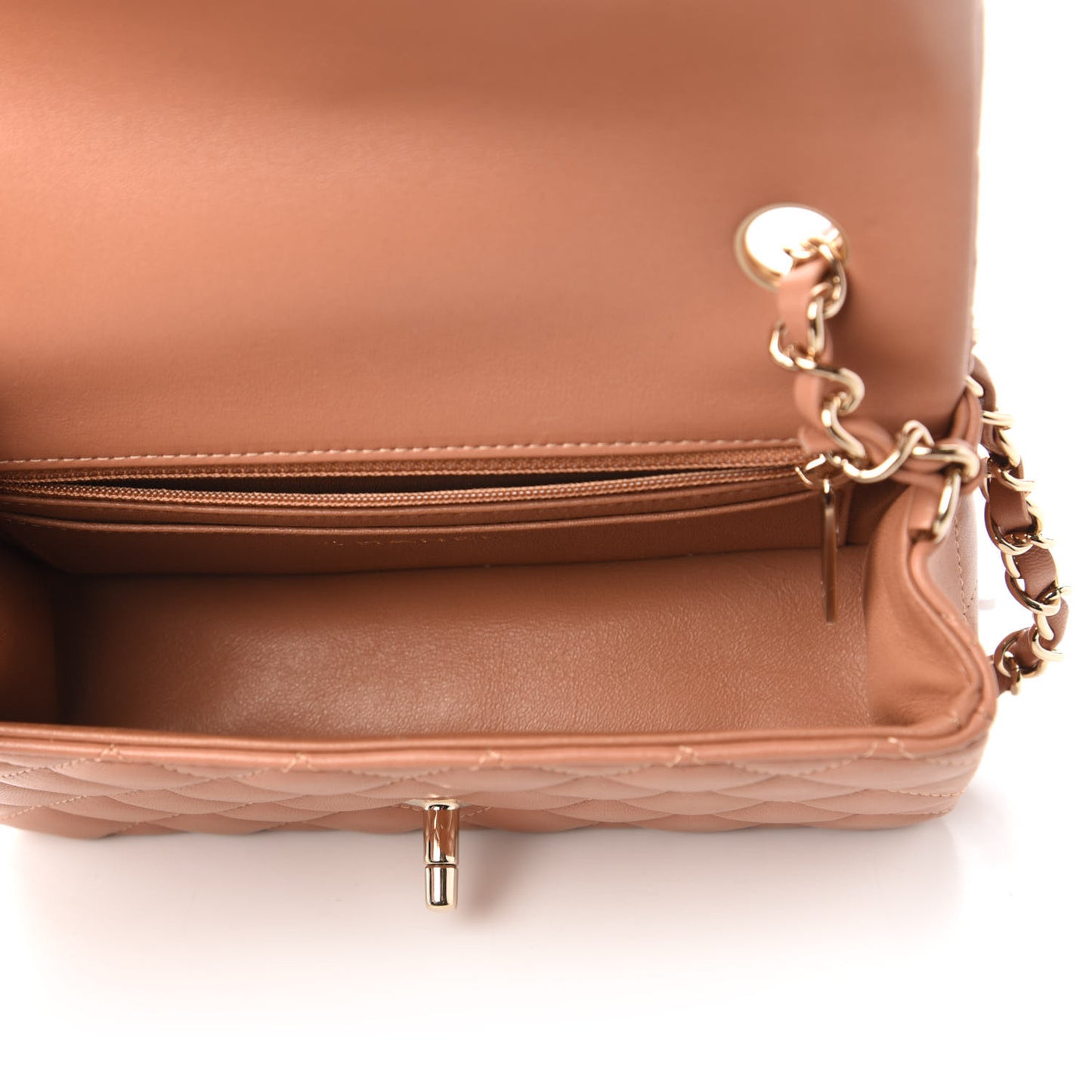 Lambskin Quilted Mini Rectangular Flap Brown