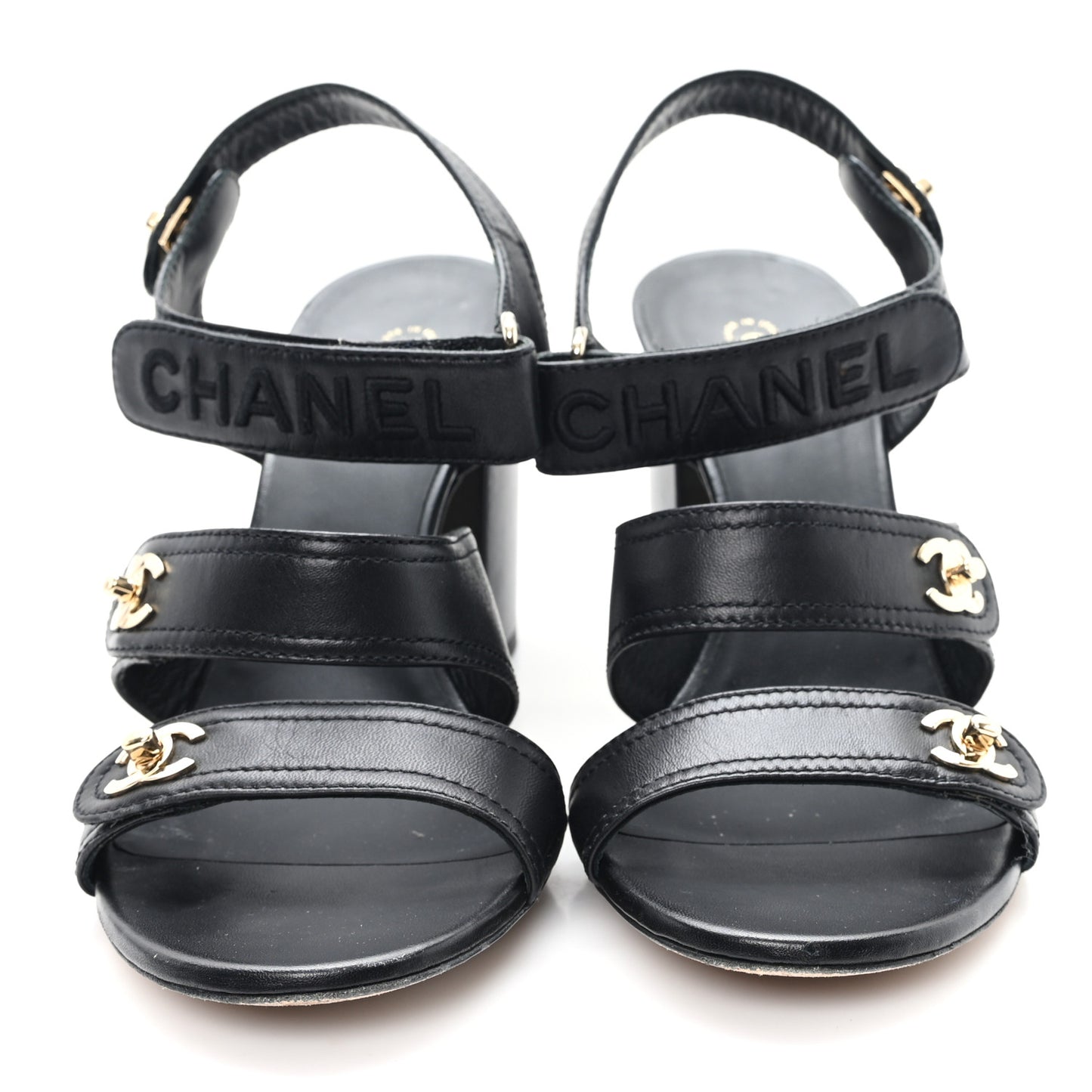 Lambskin CC Turnlock Sandals 41 Black