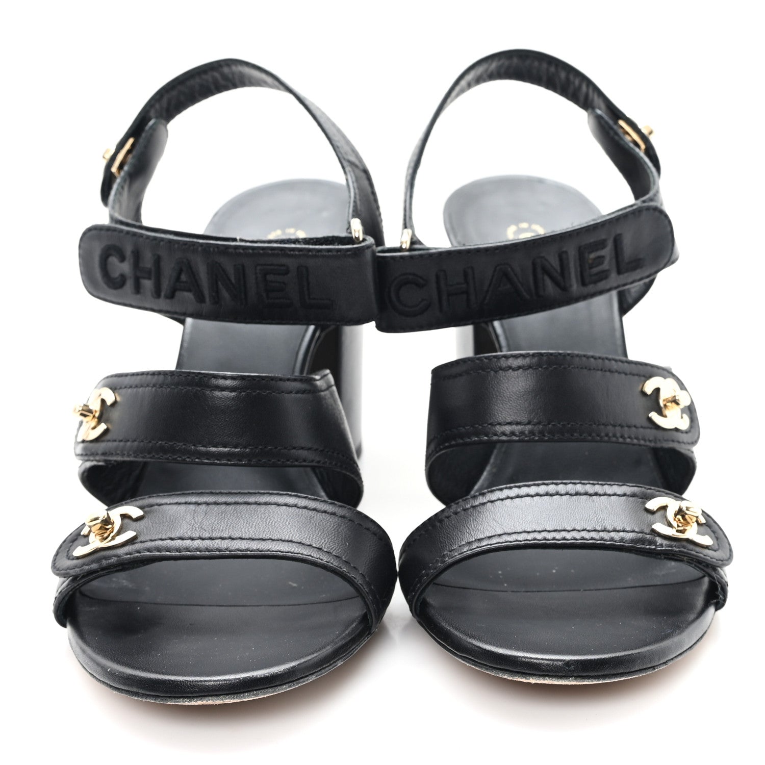 Chanel Lambskin CC Turnlock Sandals 41 Black 3 of 10