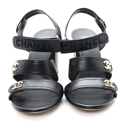 Chanel Lambskin CC Turnlock Sandals 41 Black 3 of 10