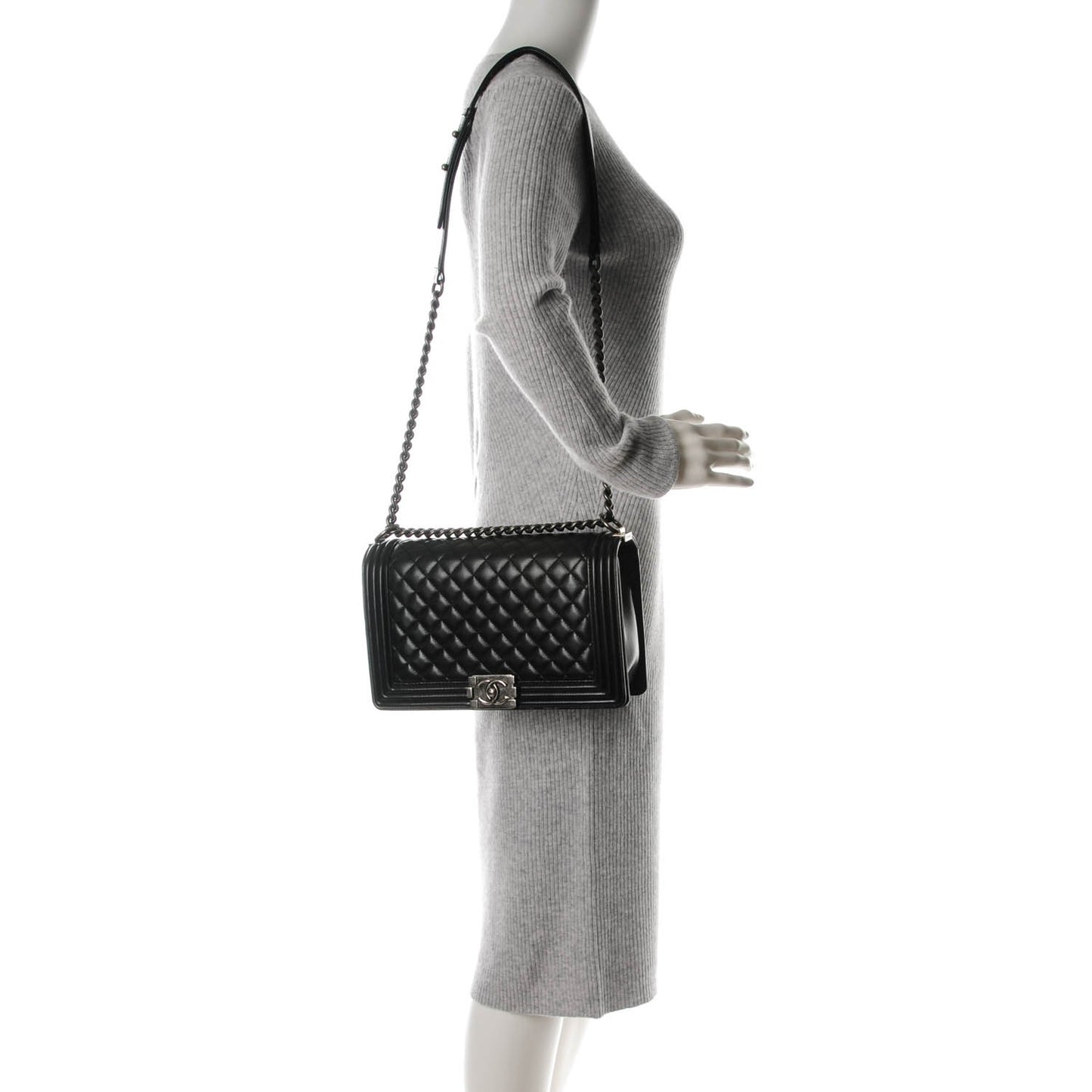 Lambskin Quilted New Medium Boy Flap Black