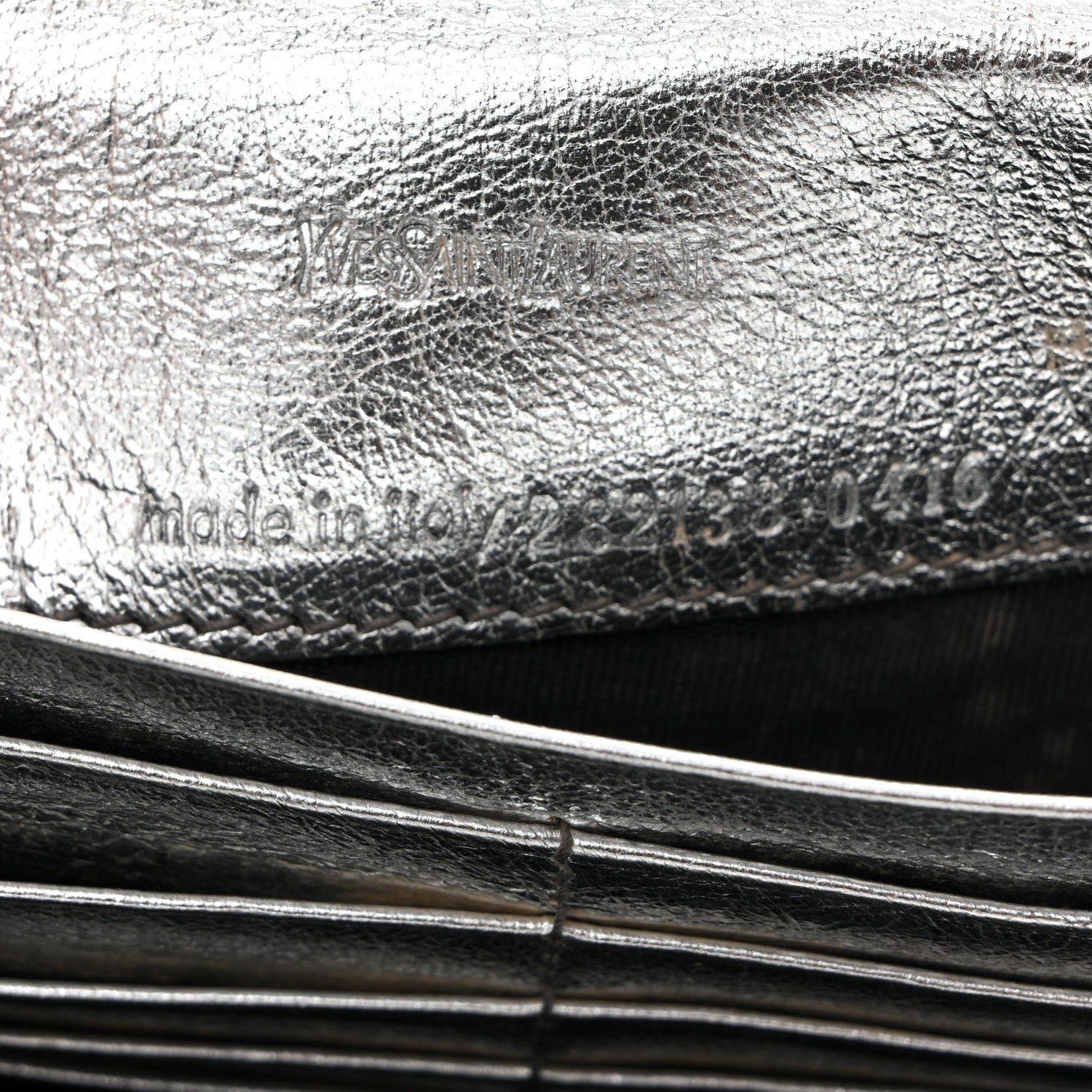 Saint Laurent Metallic Crinkled Calfskin Belle de Jour Chain Clutch Silver 6 of 11