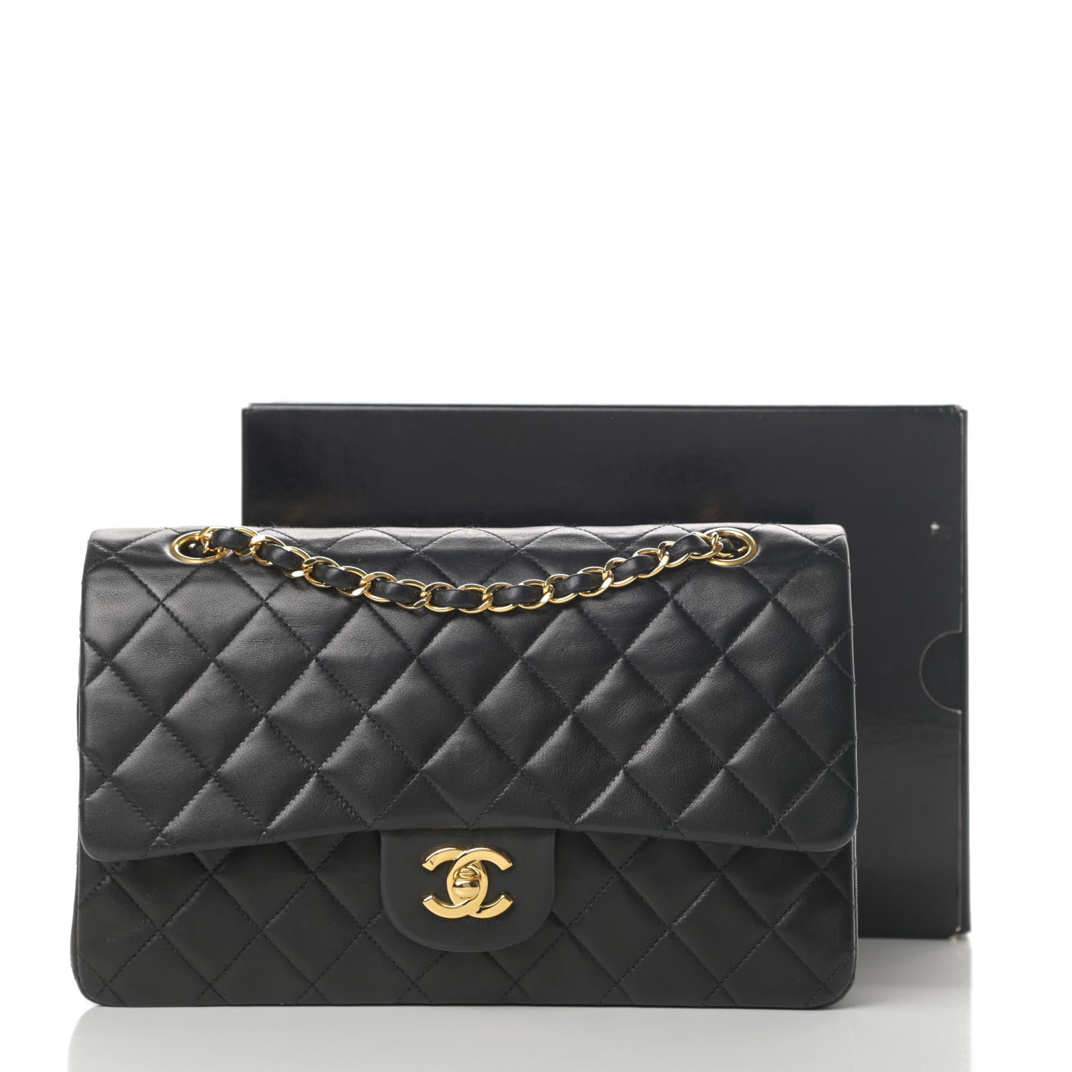 Chanel Lambskin Quilted Medium Double Flap Black 16 of 16