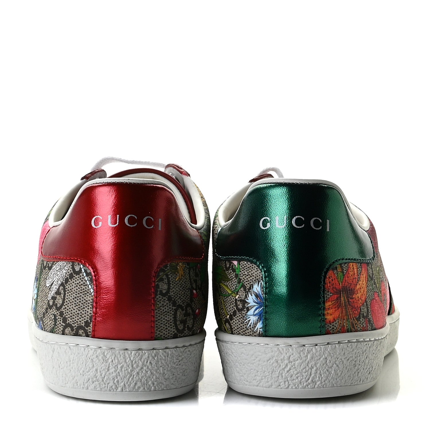 Gucci GG Supreme Monogram Flora Web Womens Ace Sneakers 39.5 Beige Multicolor Rosso 5 of 12