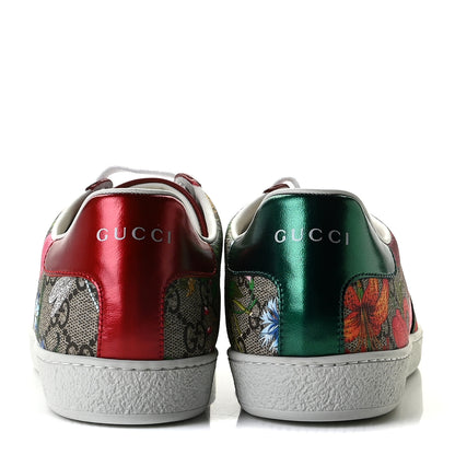 Gucci GG Supreme Monogram Flora Web Womens Ace Sneakers 39.5 Beige Multicolor Rosso 5 of 12