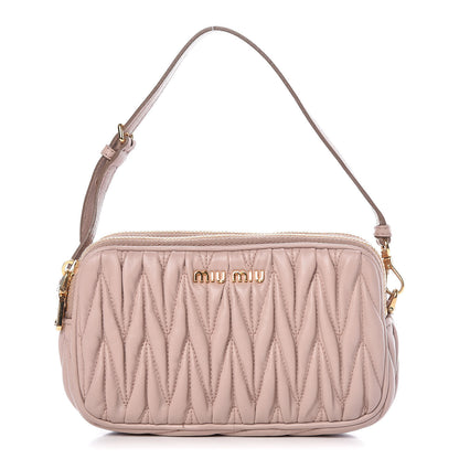 Miu Miu Nappa Matelasse Double Zip Pochette Clutch Cammeo 1 of 11
