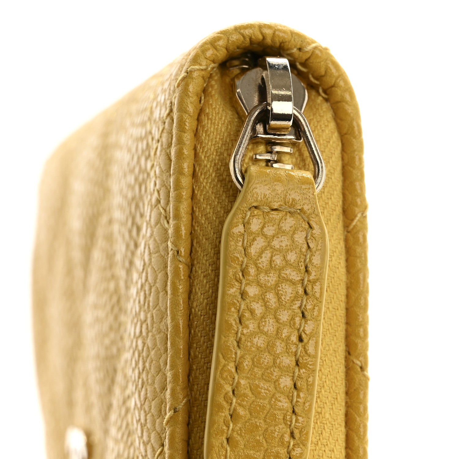 Chanel Caviar Quilted Zip Coin Purse Yellow 9 of 9