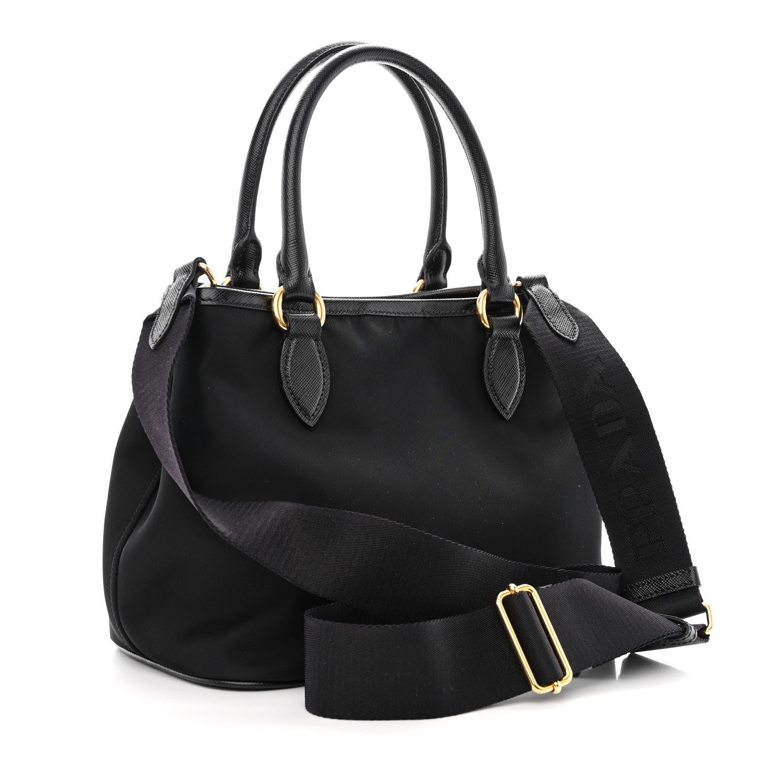 Prada Tessuto Nylon Saffiano Small Tote Black 3 of 11