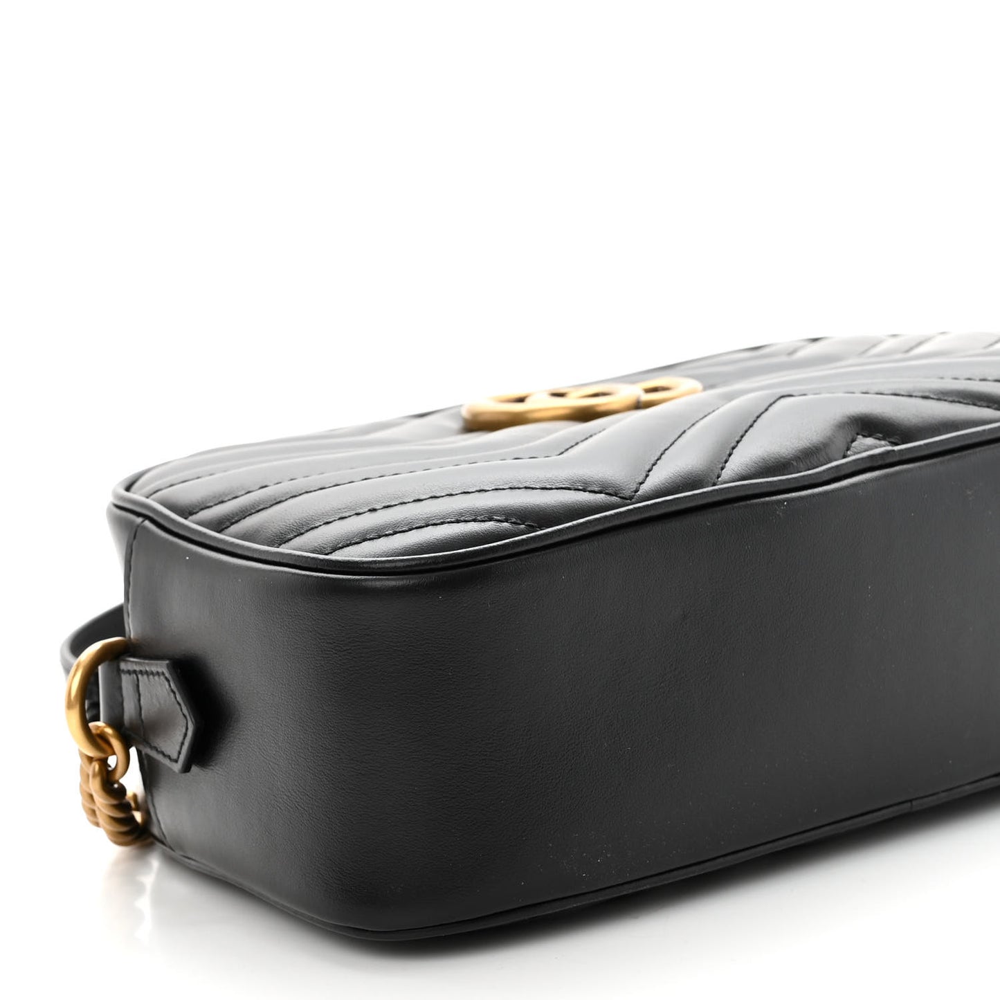 Calfskin Matelasse Small GG Marmont Chain Shoulder Bag Black