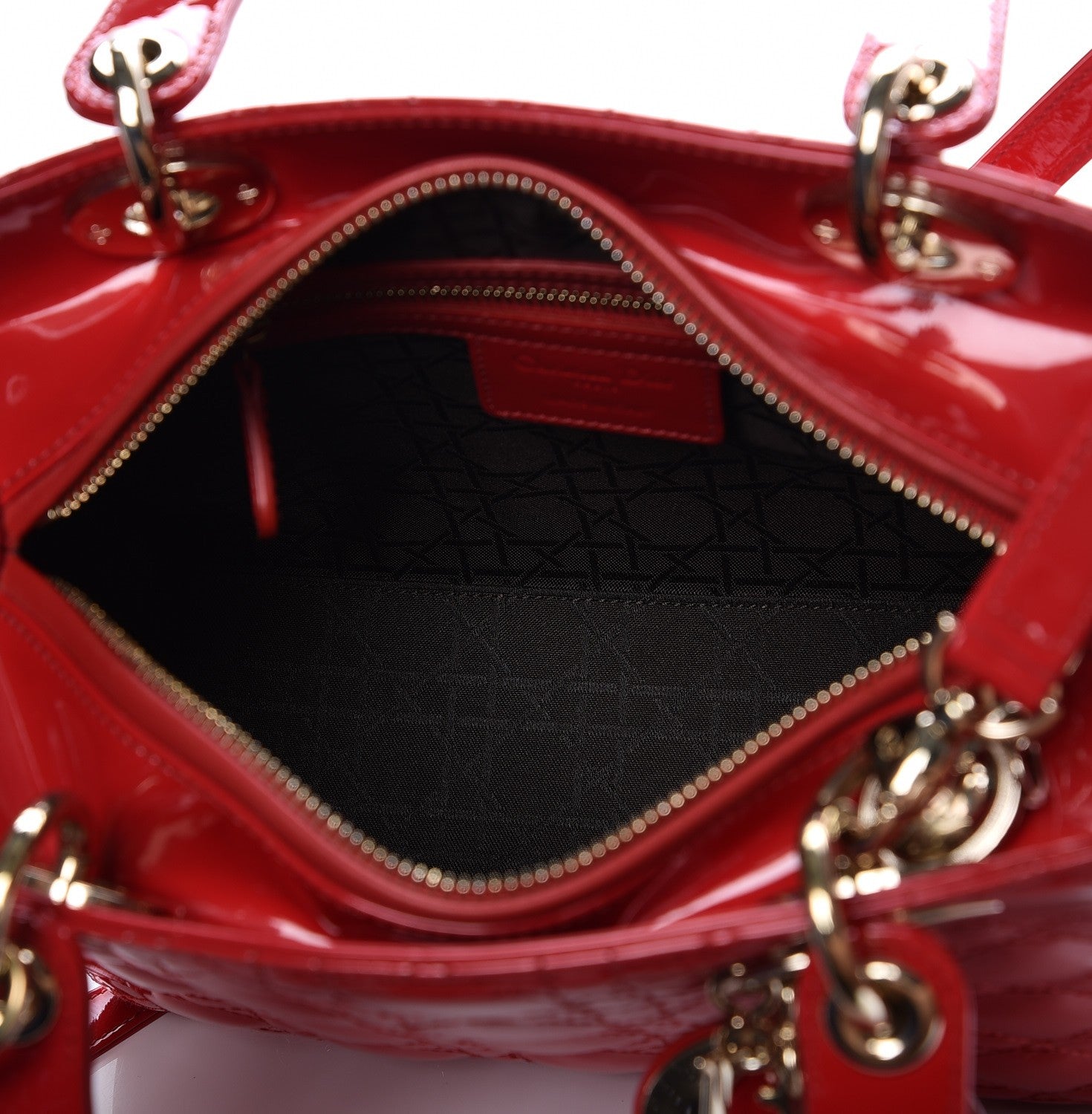 Christian Dior Patent Cannage Medium Lady Dior Red 14 of 20
