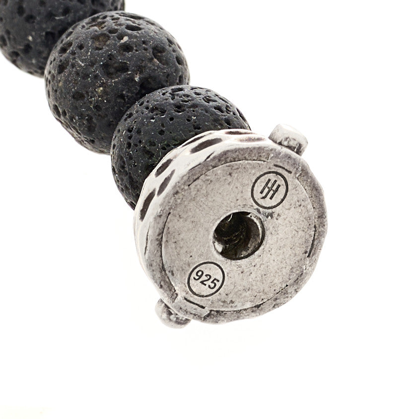 Sterling Silver Blue Sapphire Eagles Eye Lava Stone Naga Dragon Beaded Bracelet