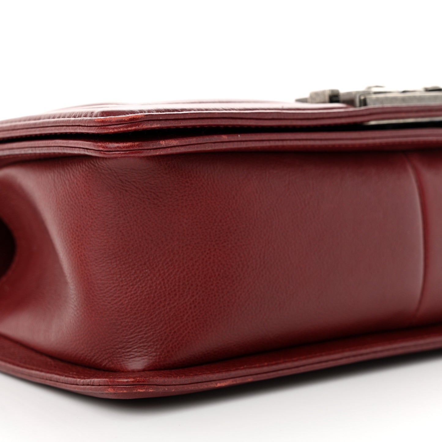 Calfskin Double Stitch Medium Boy Flap Burgundy