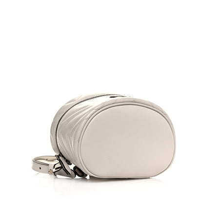 Gucci Calfskin Matelasse Mini GG Marmont Round Backpack White 3 of 8