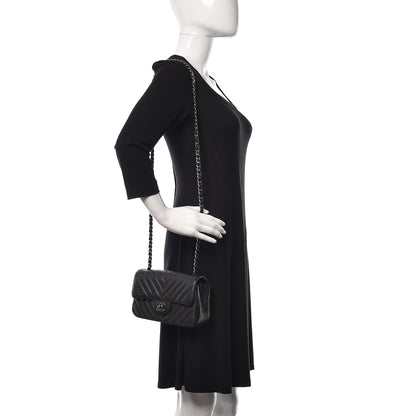 Chanel Iridescent Caviar Chevron Quilted Mini Rectangular Flap Black 2 of 14