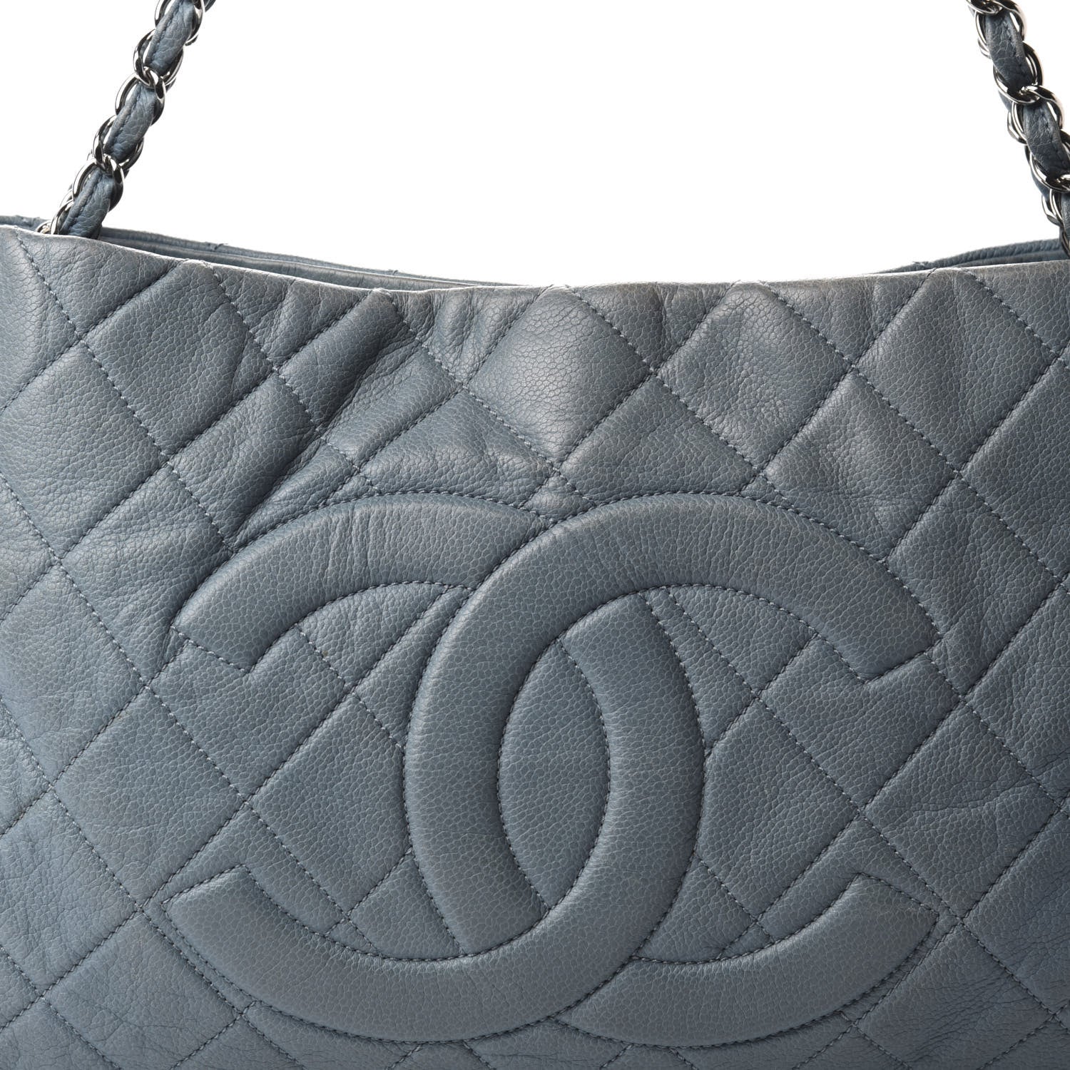 Chanel Caviar Quilted Expandable Zip Shoulder Bag Blue 11 of 11