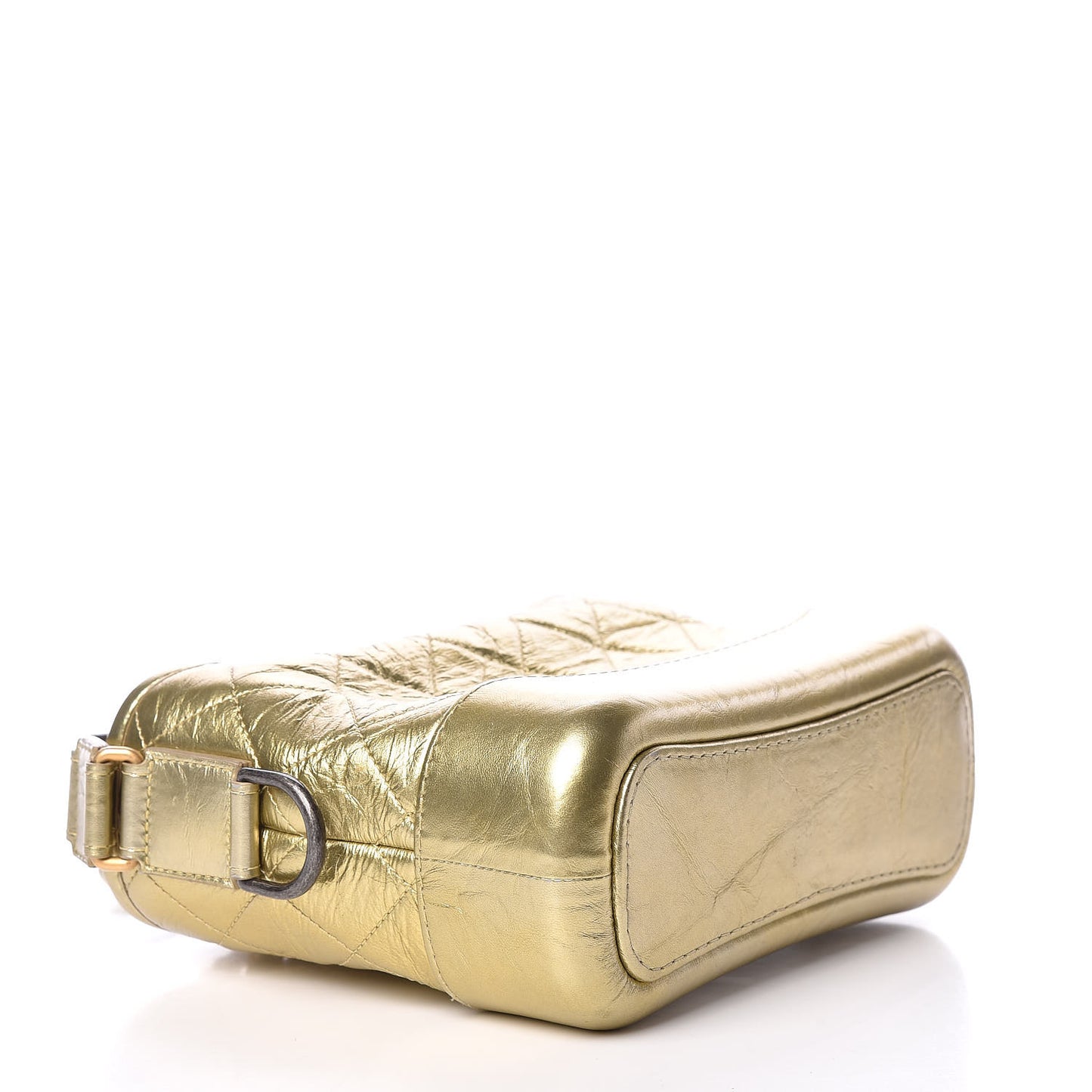 Metallic Aged Calfskin Quilted Small Gabrielle Hobo Gold