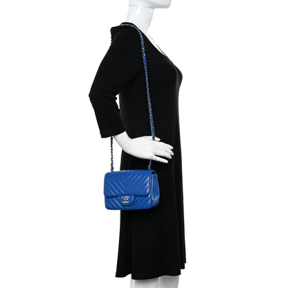 Chanel Caviar Chevron Quilted Mini Square Flap Blue 2 of 10