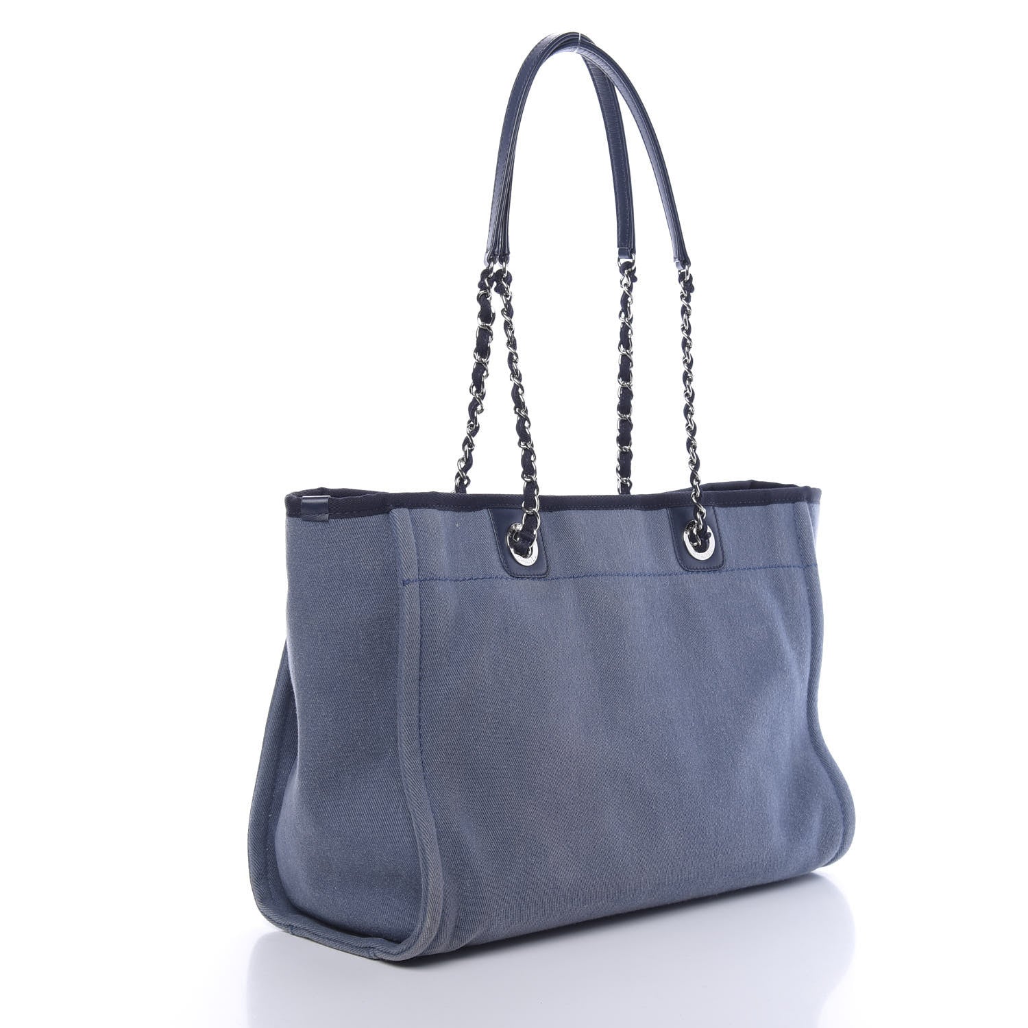 Chanel Canvas Sequin Small Deauville Tote Navy 3 of 10