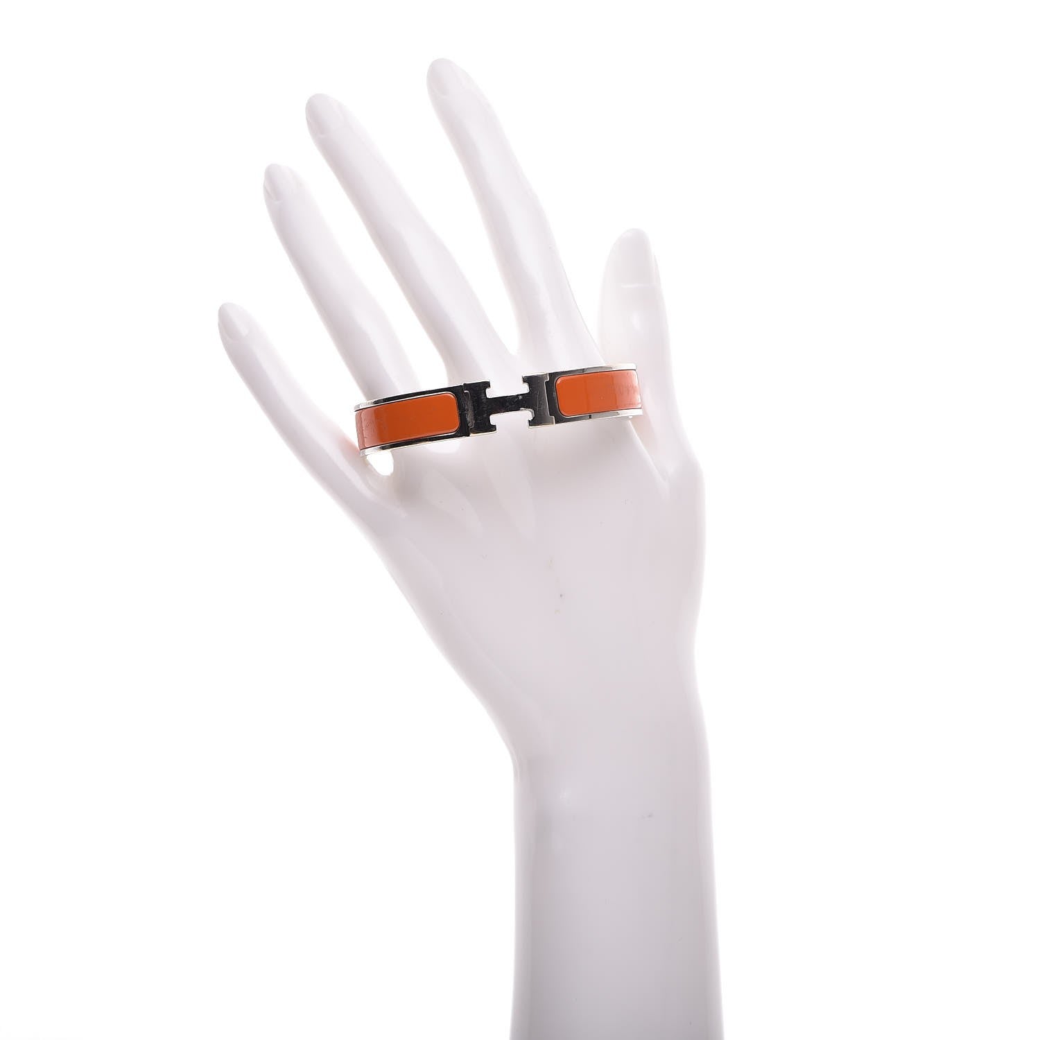Hermes Enamel Narrow Clic Clac H Bracelet PM Orange 2 of 6