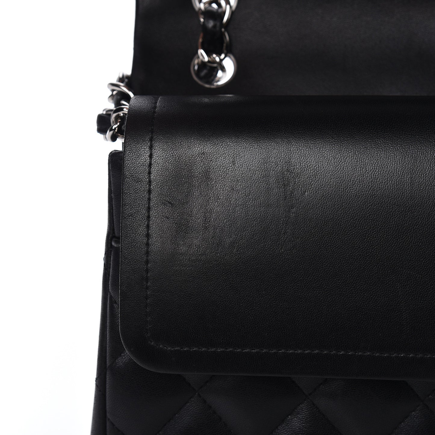 Lambskin Quilted Jumbo Double Flap Black