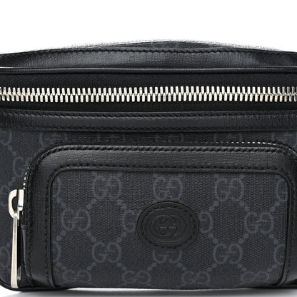 Gucci GG Supreme Monogram Textured Calfskin Retro Interlocking G Belt Bag Black 8 of 10