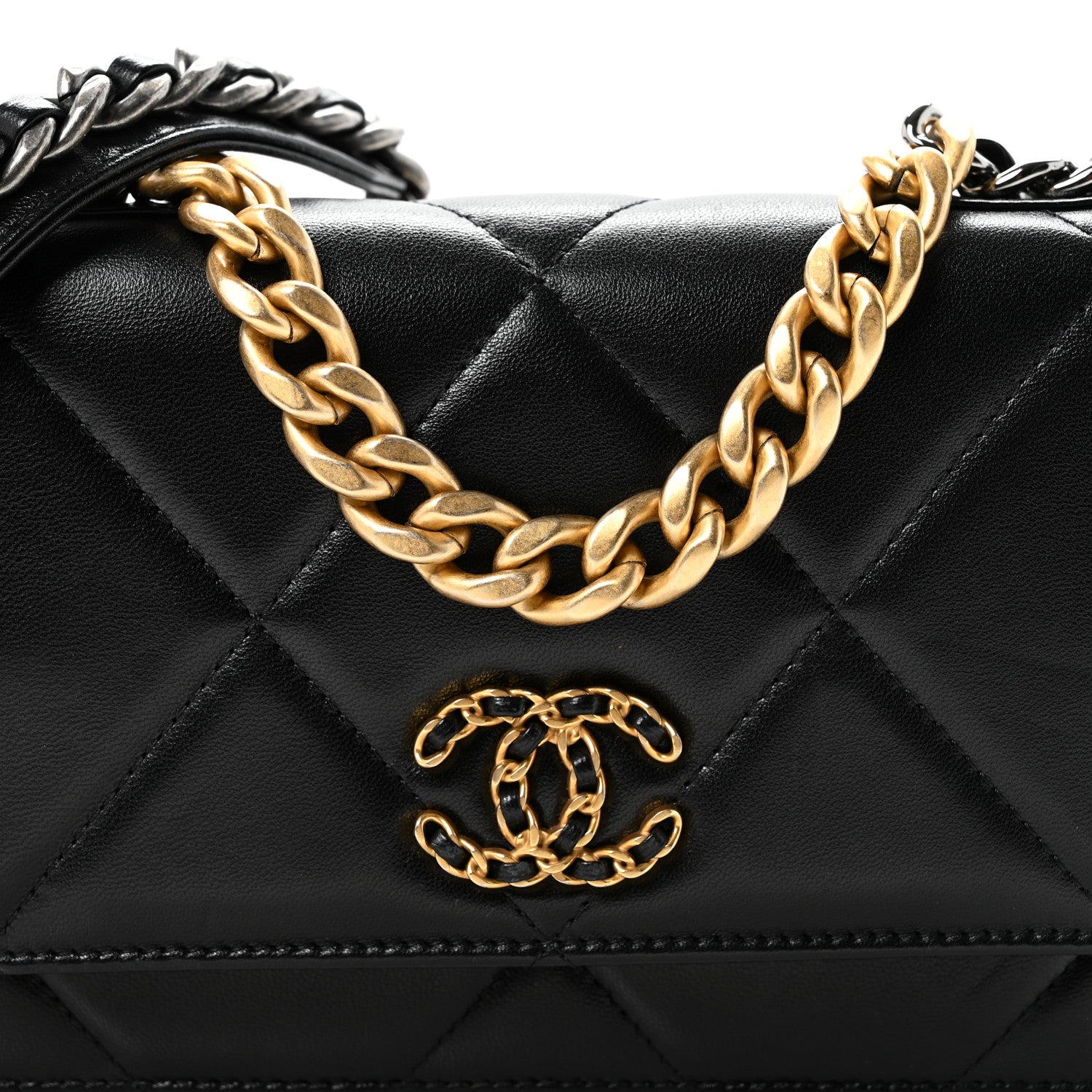 Chanel Lambskin Quilted Chanel 19 Wallet On Chain WOC Black 9 of 13
