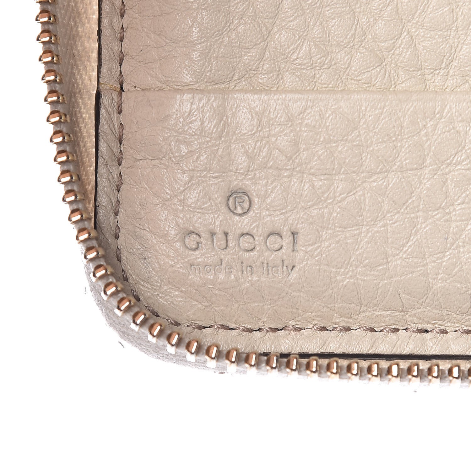 Gucci Pebbled Calfskin Medium Soho Zip Around Wallet Off White 6 of 9