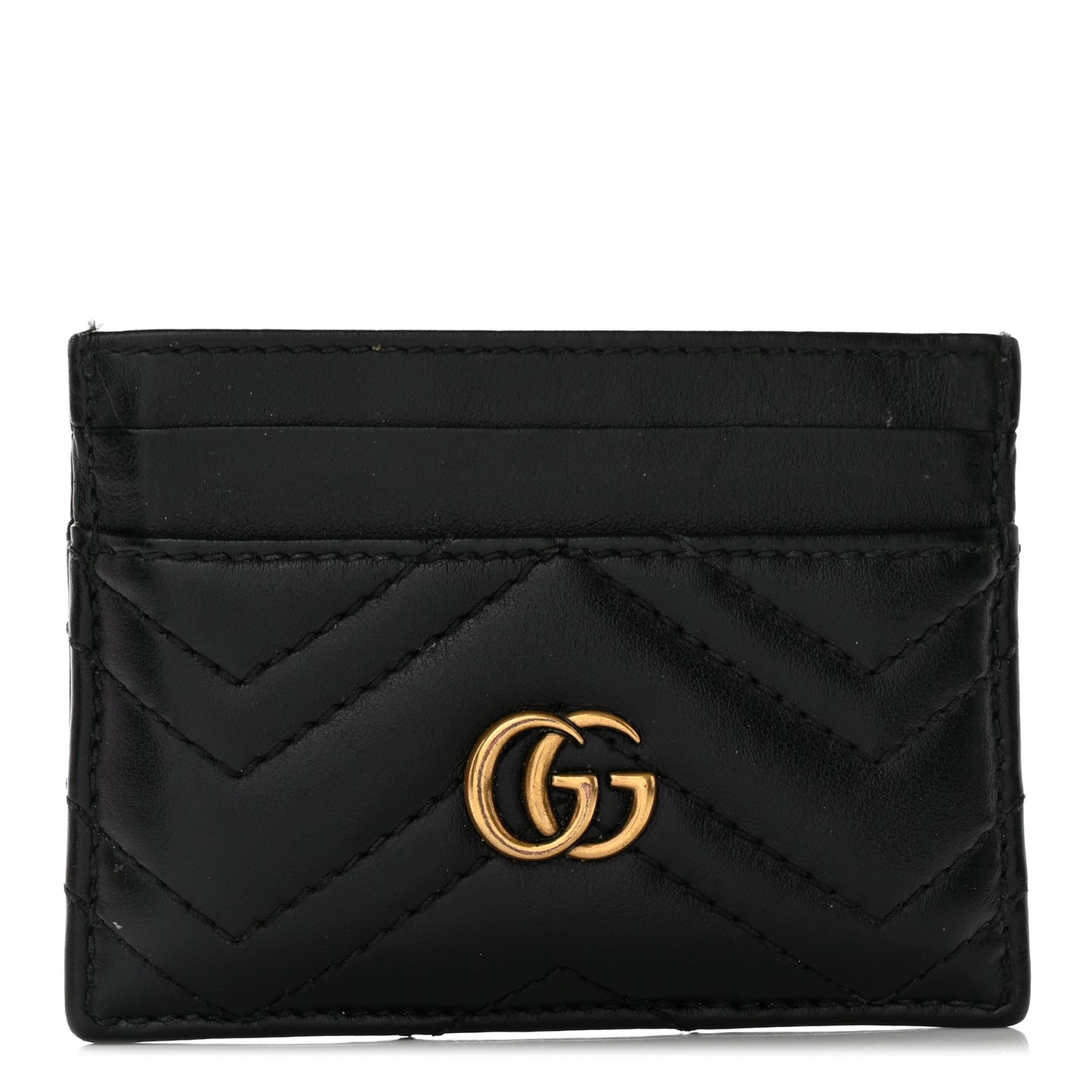 Calfskin Matelasse GG Marmont Card Holder Black