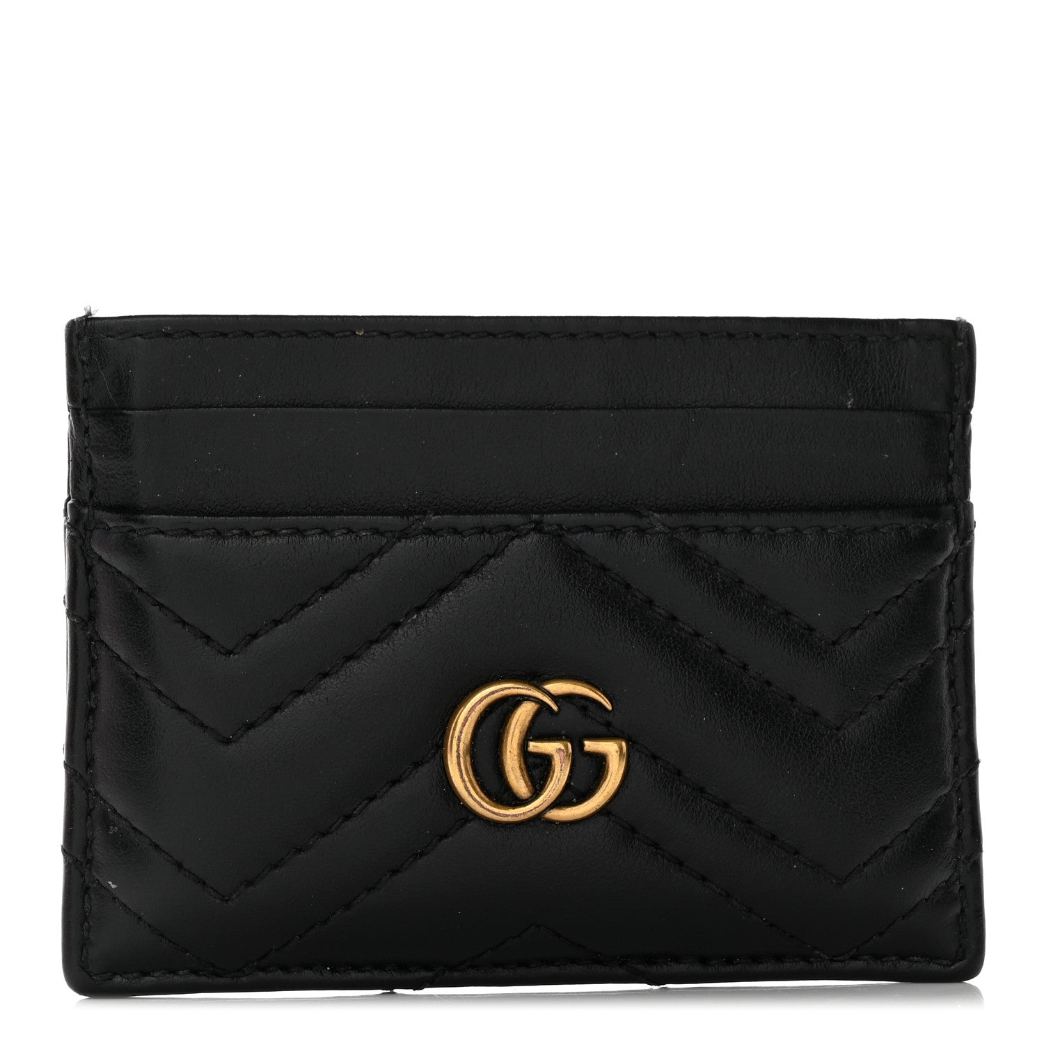 Gucci Calfskin Matelasse GG Marmont Card Holder Black 1 of 10