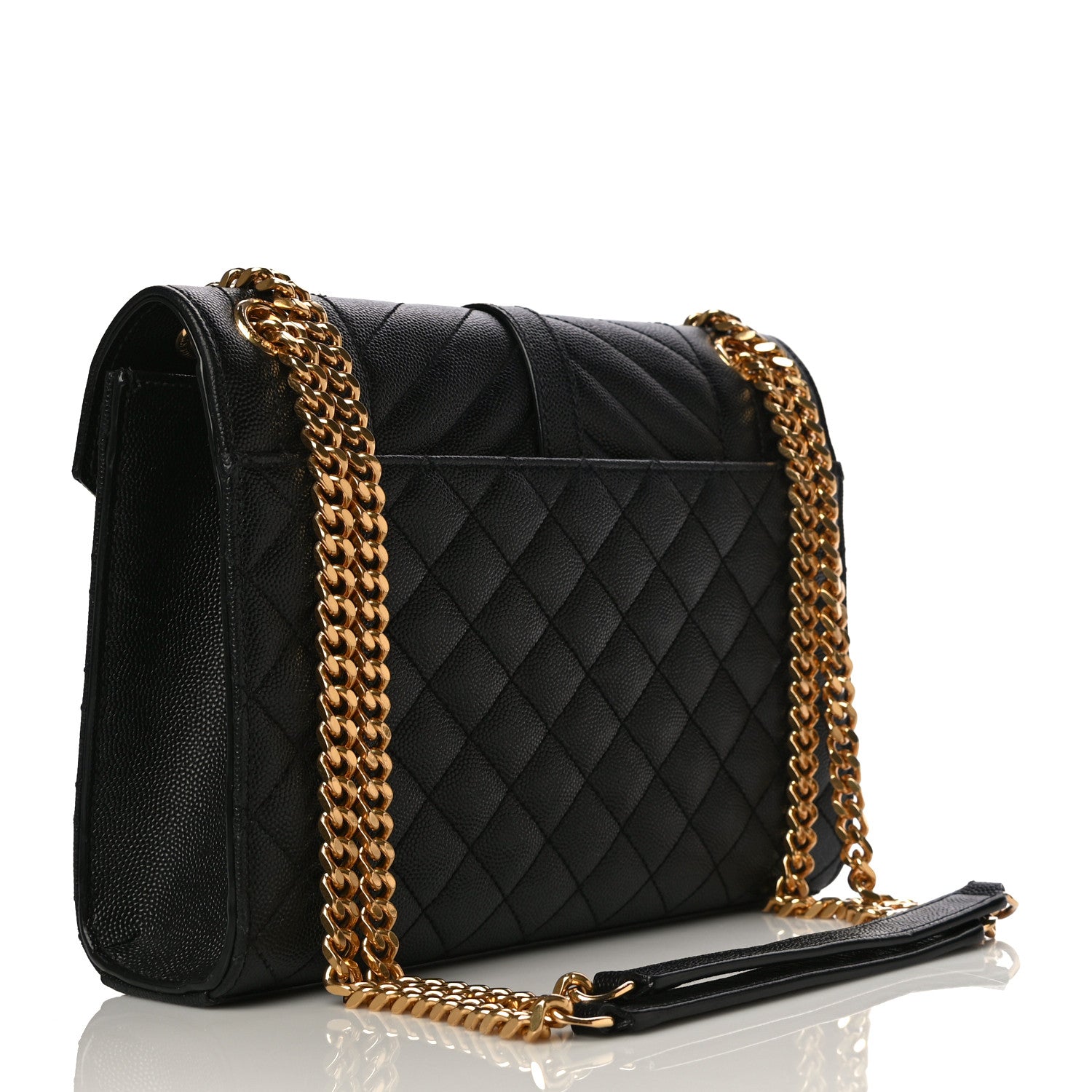 Saint Laurent Grain De Poudre Textured Mixed Matelasse Triquilt Medium Monogram Satchel Black 3 of 16