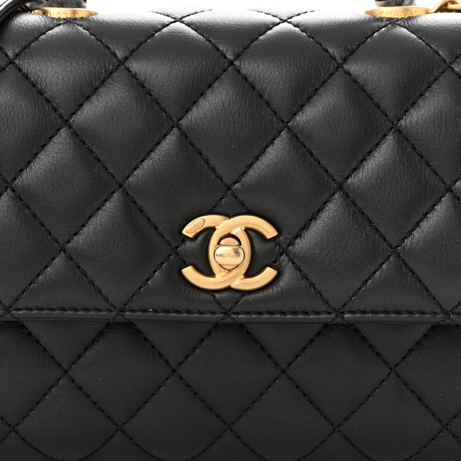 Chanel Calfskin Strass Quilted Mini Coco Handle Flap Black 8 of 11