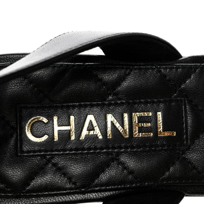 Chanel Lambskin Silk CC Wrap Ankle Flat Sandals 40 Black 8 of 10
