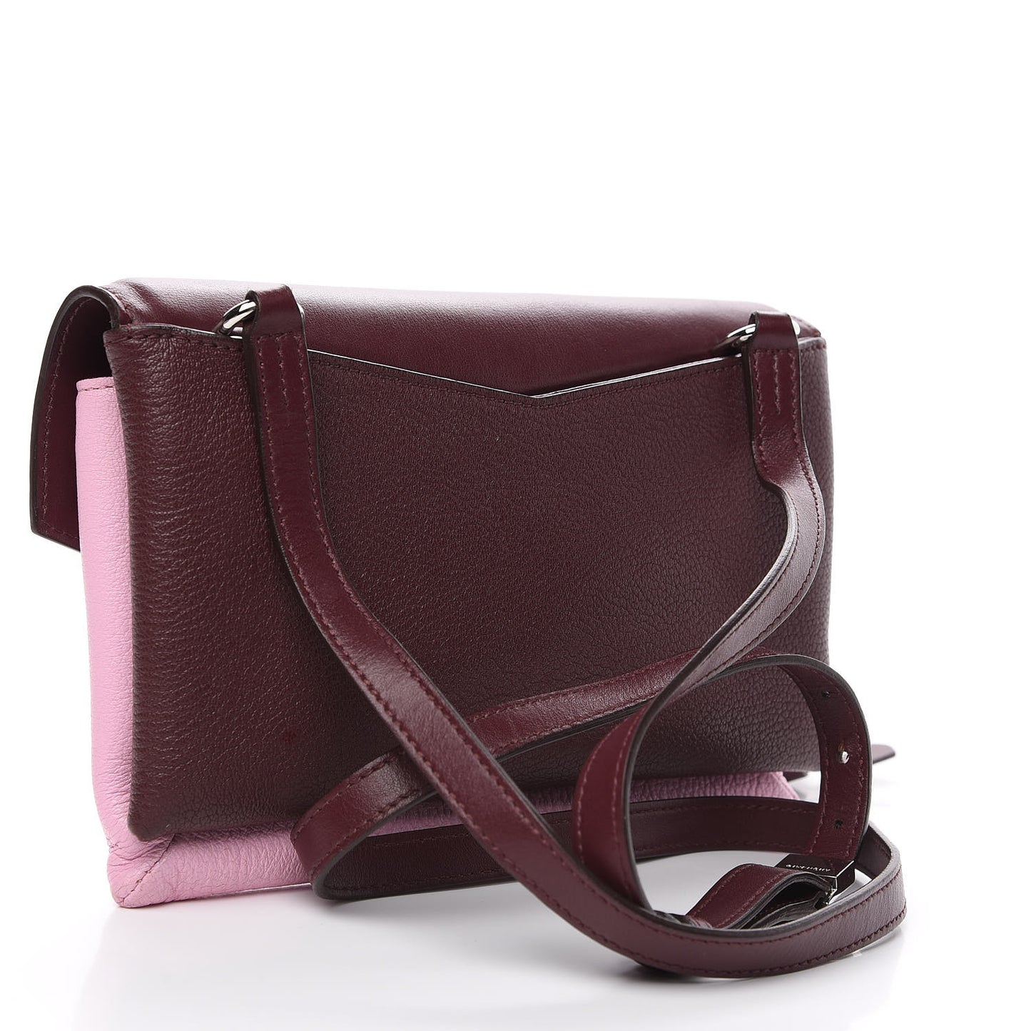 Calfskin Duetto Crossbody Bag Burgundy Pink
