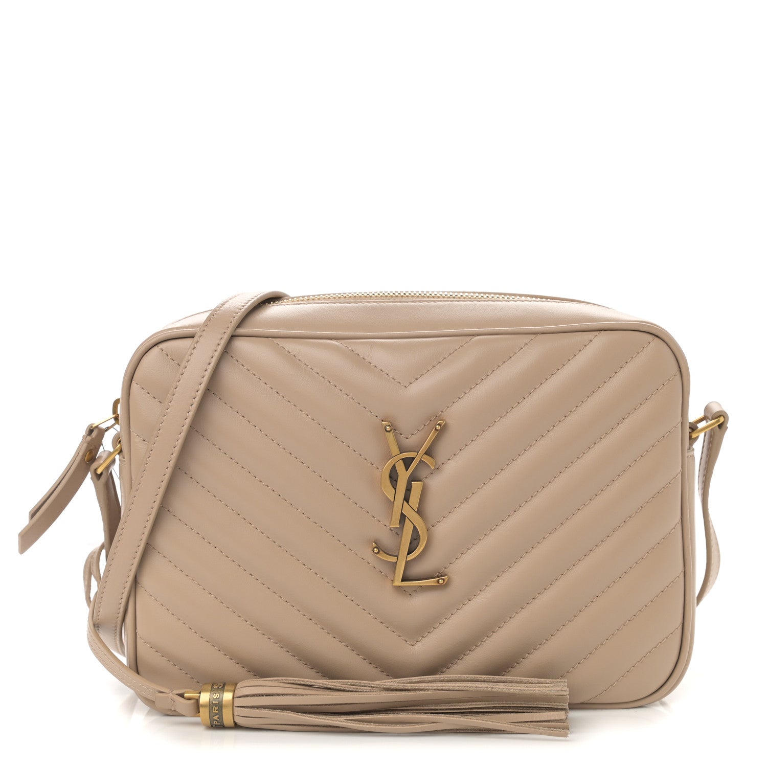 Saint Laurent Calfskin Matelasse Monogram Lou Camera Bag Dark Beige 1 of 8